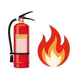 红色灭火器与火焰图标