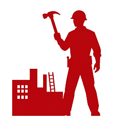 建筑工人手持锤子站立