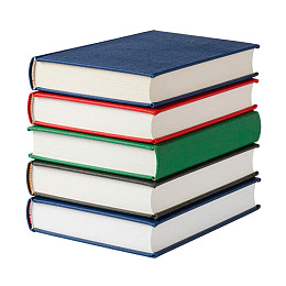 五本彩色封面书籍堆叠