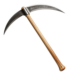 木柄金属斧头特写图片