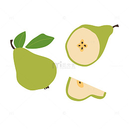 卡通梨子水果插画设计素材