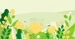 春日花卉插画矢量素材