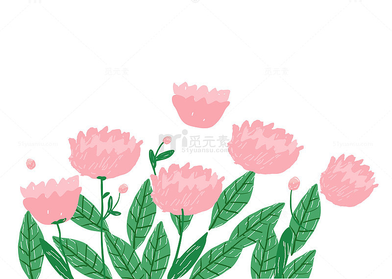 粉色花朵插画设计素材