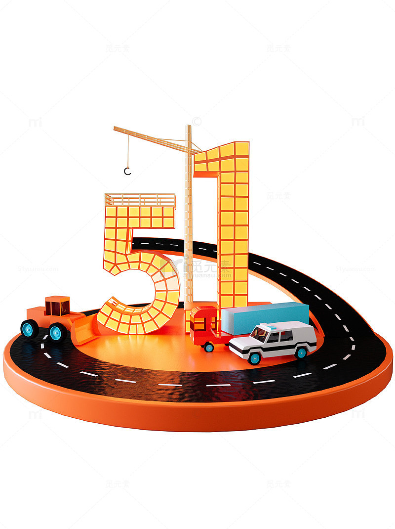 卡通风格创意五一劳动节元素