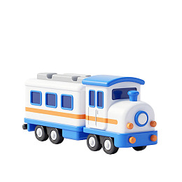 蓝白橙色玩具火车车头