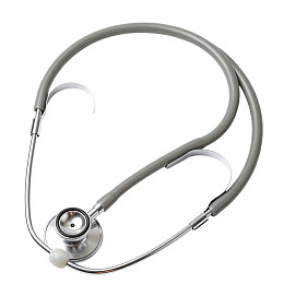 灰色听诊器置于白色背景