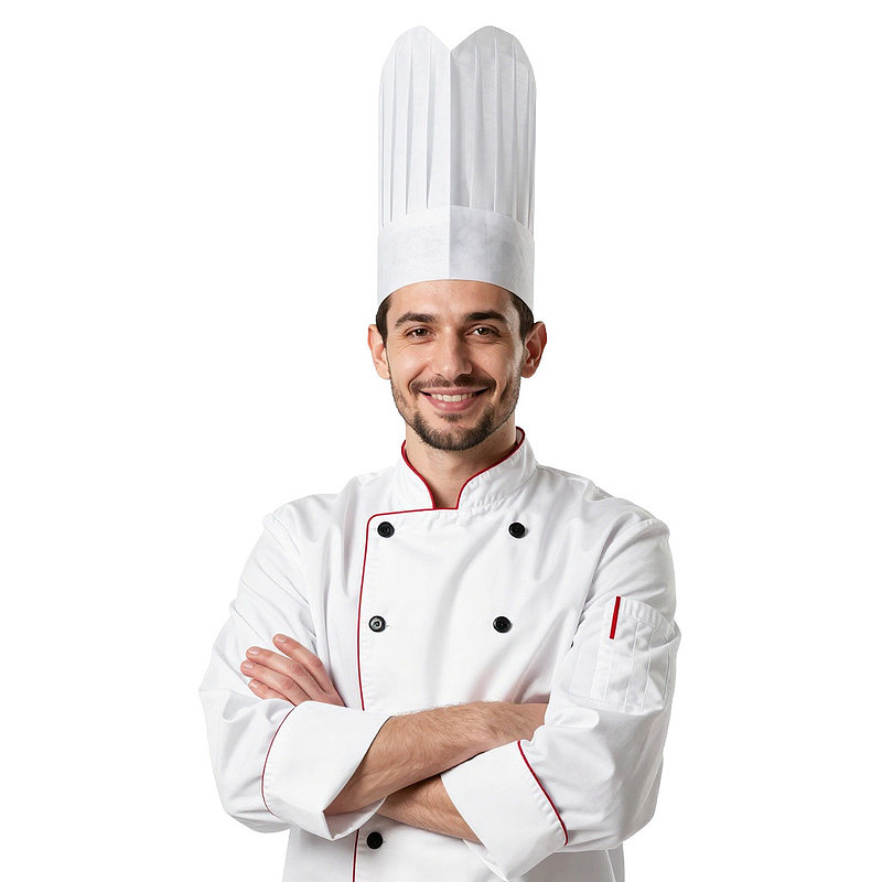 微笑厨师身穿白色制服