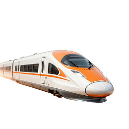 白色车身橙色条纹的高速列车