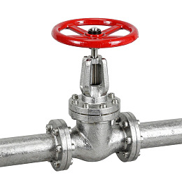 红色手轮金属管道阀门