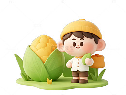 卡通玉米小孩场景3D模型