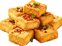 香辣油炸豆腐块美食