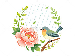 清新花鸟插画设计图