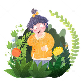 卡通春天插画元素