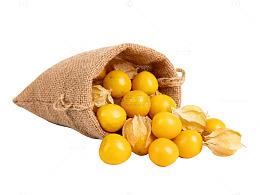 麻布袋装金黄色果实