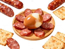 美食拼盘腊肠鸡蛋饼干