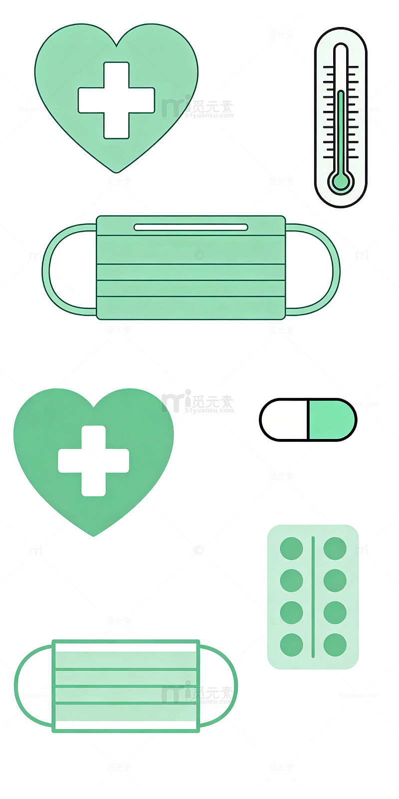 医疗健康卡通扁平元素