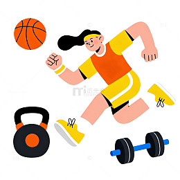 健康运动卡通元素手绘球类