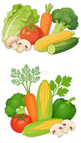 新鲜蔬菜卡通扁平番茄 玉米