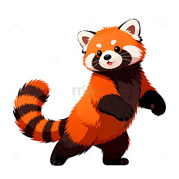 卡通红熊猫站立插画