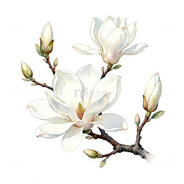 玉兰花手绘插画