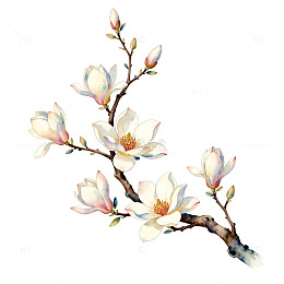 水彩玉兰花插画设计素材