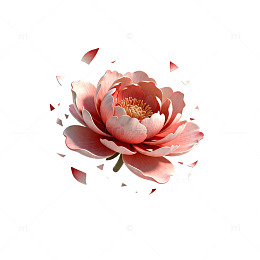 梦幻牡丹花瓣飘散艺术效果