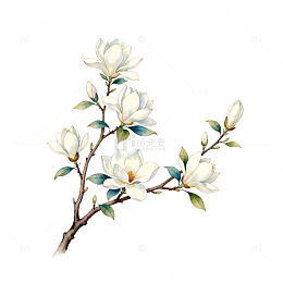 玉兰花水彩画