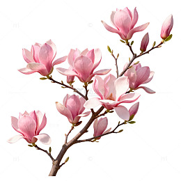 玉兰花开春日美景插画素材