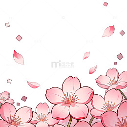 樱花飘落春天插画背景