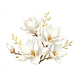 玉兰花插画设计素材