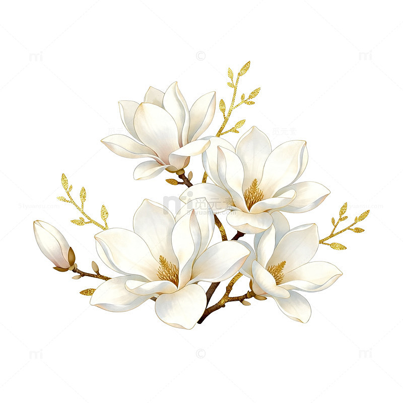 玉兰花插画设计素材