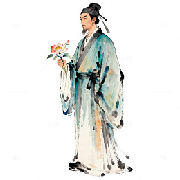 古风儒士手绘插画素材
