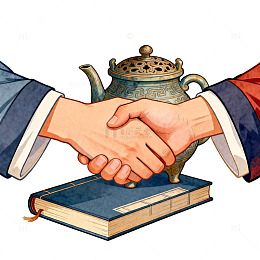 握手茶壶书籍插画