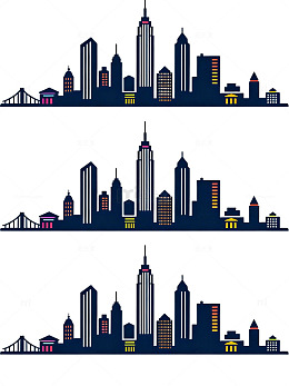 现代城市天际线剪影矢量图