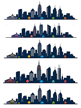 都市剪影矢量插画设计素材