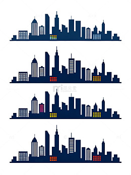 城市天际线剪影矢量图素材