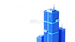蓝色现代建筑模型设计图