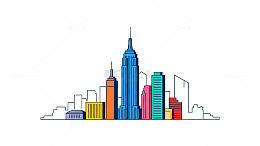多彩都市天际线简笔画