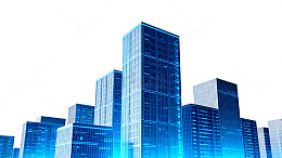 蓝色科技城市建筑插画