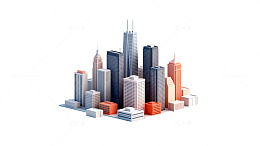 城市建筑模型简约3D设计