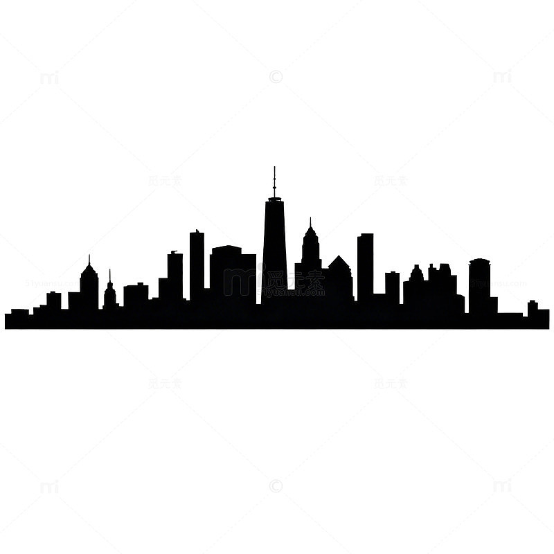 城市天际线剪影矢量图