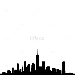 黑白城市剪影天际线图案