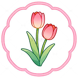 卡通风格粉色郁金香图案