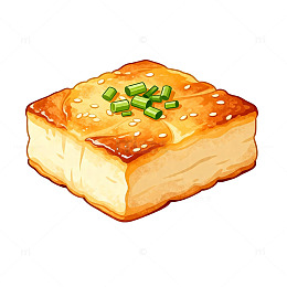 手绘美味香煎豆腐插画