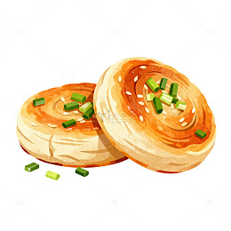 手绘葱油饼美食插画设计素材