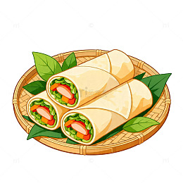 卡通卷饼美食插画素材