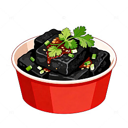 卡通风格臭豆腐美食插画素材