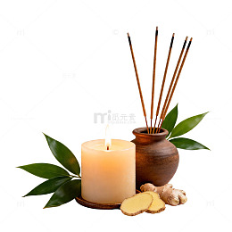 香薰蜡烛与生姜静物