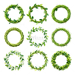 绿叶花环装饰设计素材