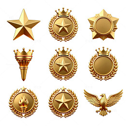金色奖章徽章图案设计素材